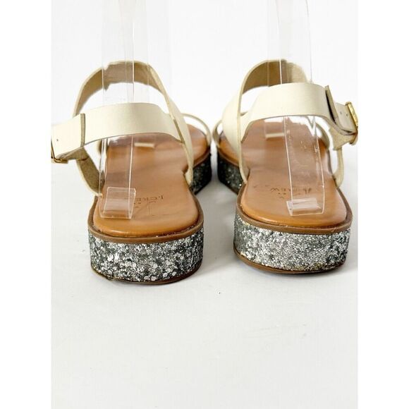 J Crew Flatform Sandals White And Glitter Ankle Strap Vintage Champagne 9.5 - Picture 4 of 16